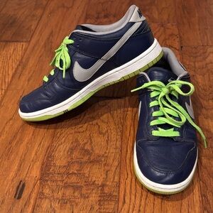 Seattle Seahawks Nike Navy and Lime Green Sneakers
